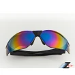 【Z-POLS】帥氣有型質感黑框搭配七彩電鍍運動太陽眼鏡(抗紫外線UV400遮陽防風超好用!)