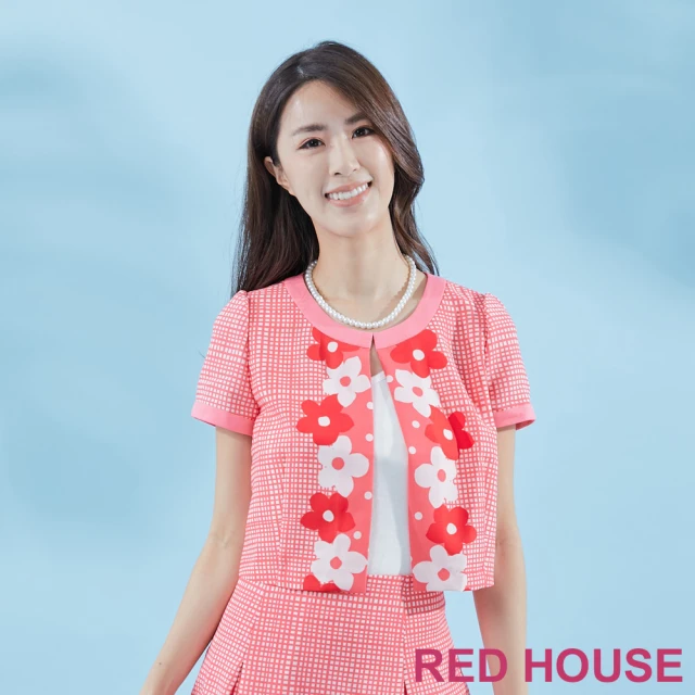 【RED HOUSE 蕾赫斯】格紋花朵印花外套(粉色)