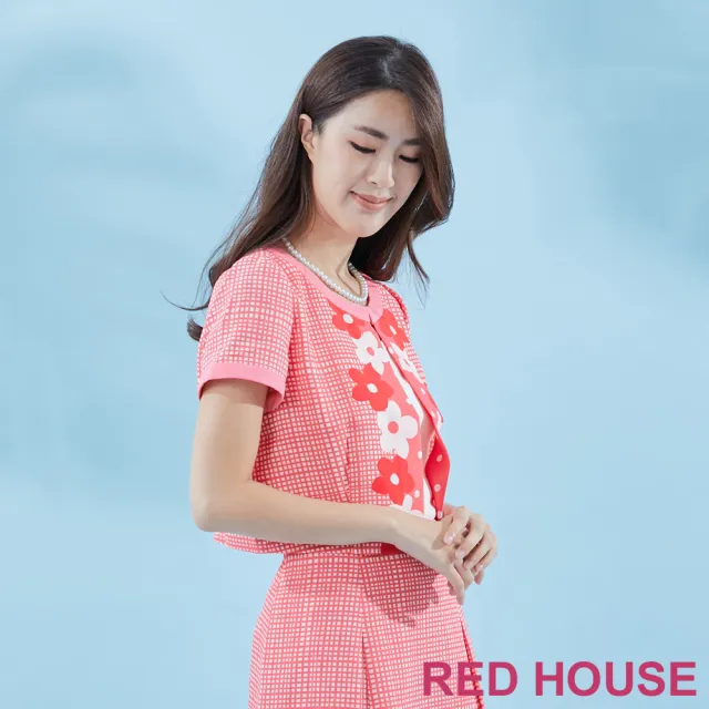 【RED HOUSE 蕾赫斯】格紋花朵印花外套(粉色)