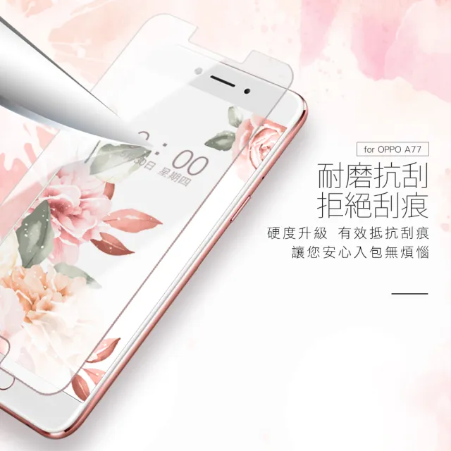 OPPO a77 透明高清非滿版9H鋼化膜手機保護貼(3入 OPPO A77保護貼 A77鋼化膜)