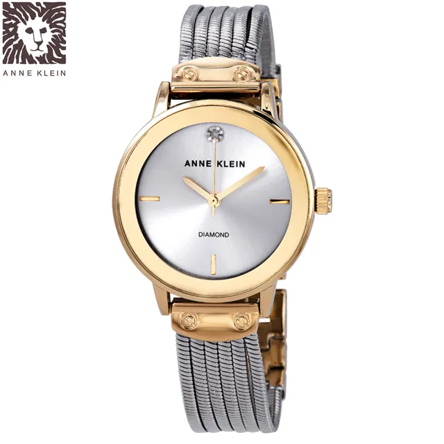 【Anne Klein】維也納圓舞曲鑽眼腕錶-銀x30mm(AK-3221SVTT)