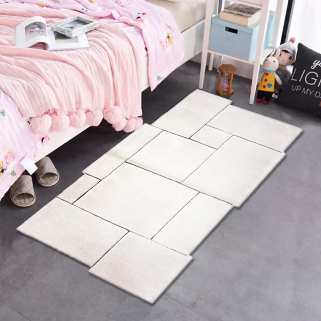【山德力】ESPRIT地毯70x140cm舒雅(不規則 白色 方格 客廳 書房  起居室 生活美學)