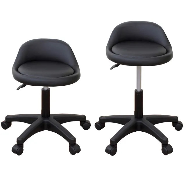 【E-Style】高級皮革椅面(活動輪)旋轉工作椅/升降吧台椅/會客洽談椅/休閒餐椅/診療美容椅/專櫃台椅(黑色)