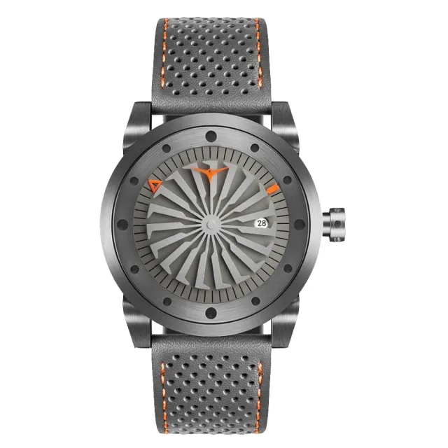 【ZINVO】突破傳統渦輪機械皮革腕錶-灰(BETHS)