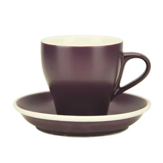【Tiamo】14號鬱金香卡布杯盤組5客180CC-紫色(HG0851P)