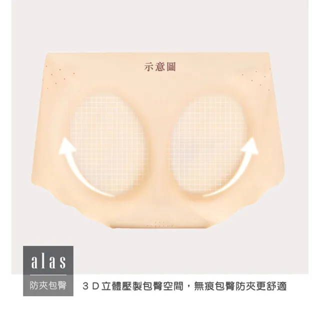 【alas】無痕女內褲 升級裸感防夾臀 冰絲低腰三角女性內褲 M-XL (黑色)