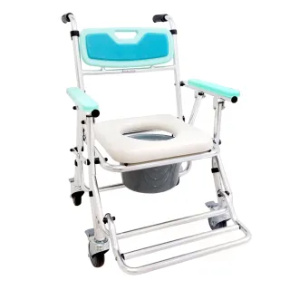 鋁合金帶輪便椅/洗澡椅/便器椅/便盆椅 可收合(座位可調高低)