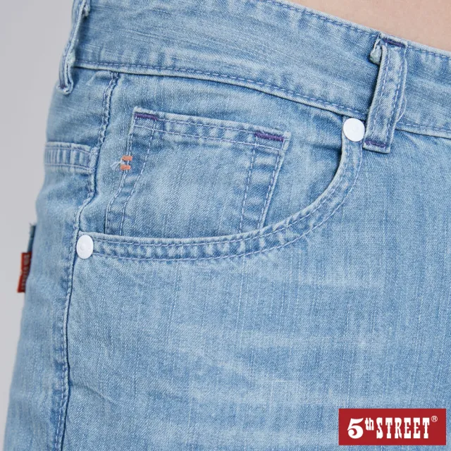 【5th STREET】女輕磅補釘7分褲-拔洗藍