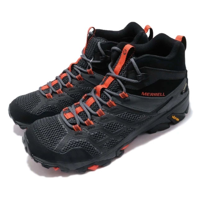 MERRELL 戶外鞋 Moab FST 2 Mid GTX 男鞋 登山 越野 抗菌防臭 黃金大底 耐磨 透氣 黑灰(ML77485)