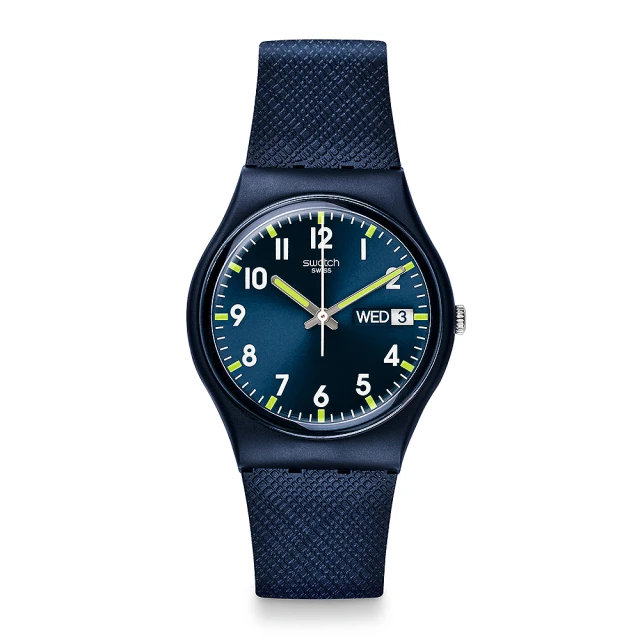 【SWATCH】原創系列手錶 SIR BLUE 奢華藍絨 瑞士錶 錶(34mm)
