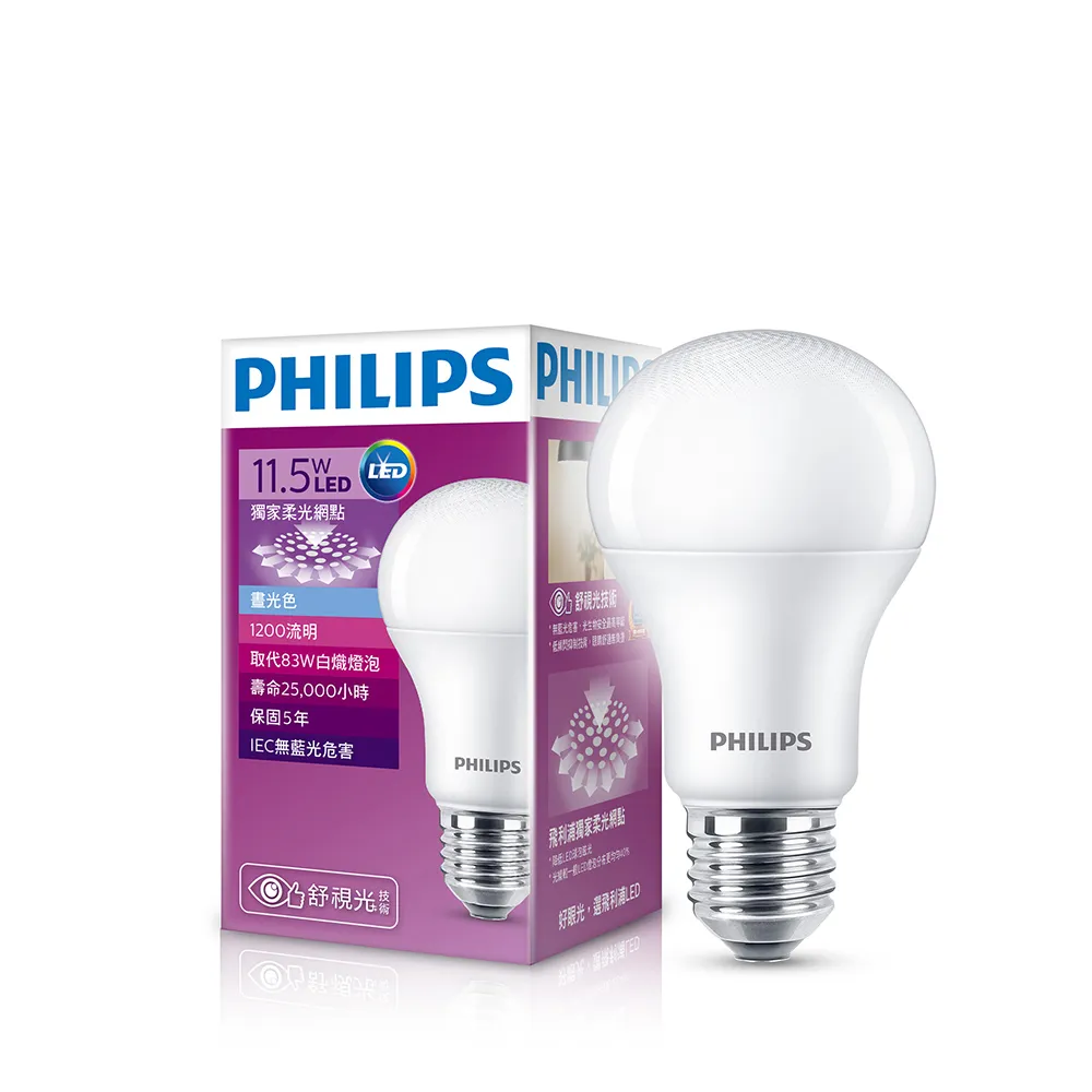 【Philips 飛利浦】舒視光LED廣角燈泡 11.5W 1200流明 全電壓(4入組)