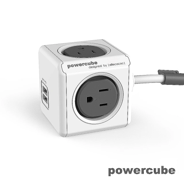 【WUZ 屋子】PowerCube USB兩用擴充插座(延長線3m/灰)