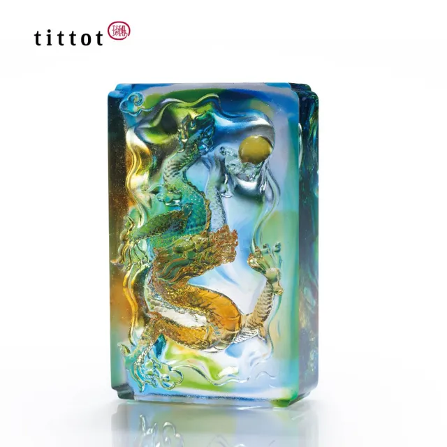 tittot 琉園】龍騰摘星_升官_開運(琉璃/禮物/玻璃/水晶/藝術品/擺飾/禮