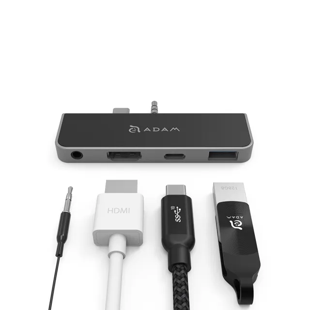 【ADAM 亞果元素】Hub S4 四合一 USB-C HUB集線器(專為Surface Go設計)