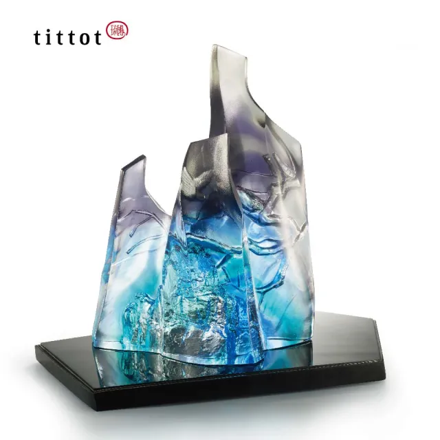 【tittot 琉園】高山仰止_升官_高昇(琉璃/禮物/玻璃/水晶/藝術品/擺飾/禮贈/企業/送禮/高/山/仰/止)