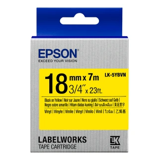 【EPSON】標籤帶 產業用耐久型 黃底黑字/18mm(LK-5YBVN)