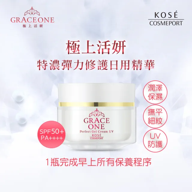 【KOSE 極上活妍】特濃彈力修護日用精華100g SPF50(防曬小白瓶/保濕面霜/防曬)