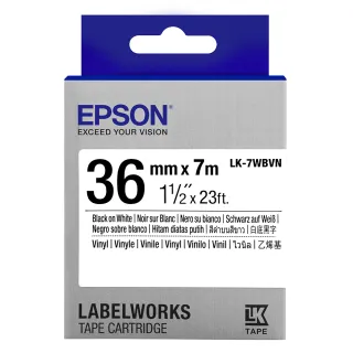 【EPSON】標籤帶 產業用耐久型 白底黑字/36mm(LK-7WBVN)