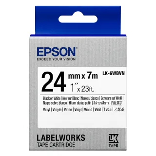 【EPSON】標籤帶 產業用耐久型 白底黑字/24mm(LK-6WBVN)