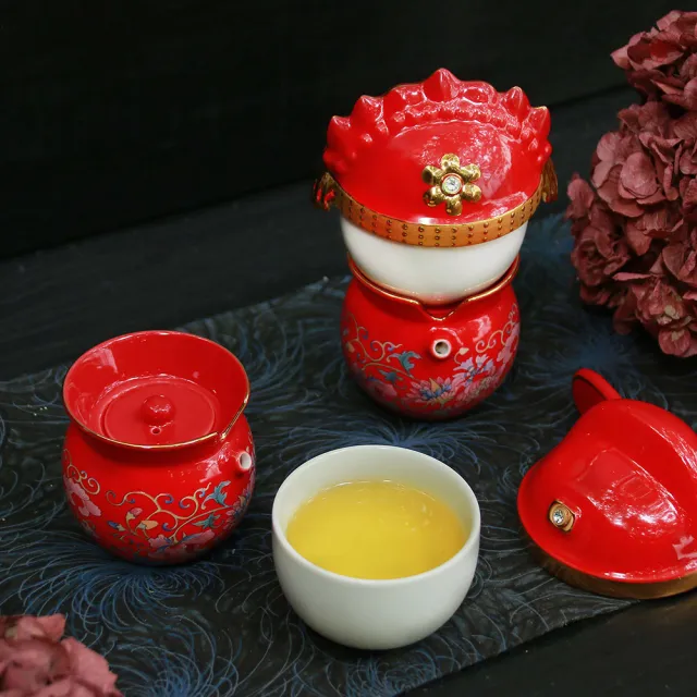 【TALES 神話言】囍悅-天作之合-新郎新娘茶具組(文創 藝術 紀念 結婚 禮物)