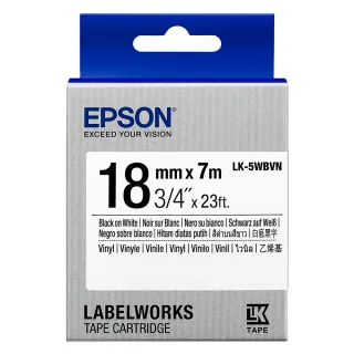 【EPSON】標籤帶 產業用耐久型 白底黑字/18mm(LK-5WBVN)