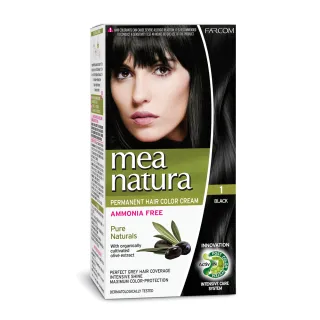 【mea natura 美娜圖塔】植萃橄欖染髮劑1號-自然黑色-60G+60G(擺脫顯老白髮．重現年輕髮色)