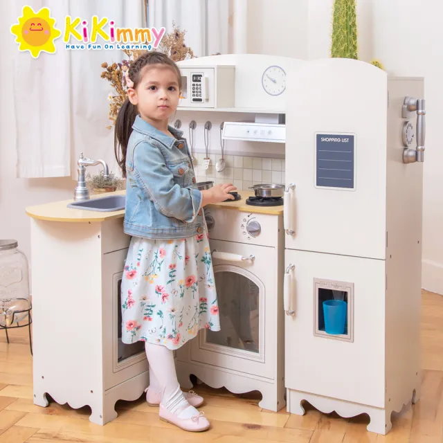 【kikimmy】加大版歐式木製大型聲光廚房玩具組+LINE FRIENDS配件9件組(附配件11件)