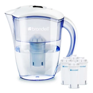 【Brondell】美國邦特爾 H2O+ 長效濾水壺 （白）＋八周長效濾芯（4入）(樂活養生好水護全家 護肺防塵害)