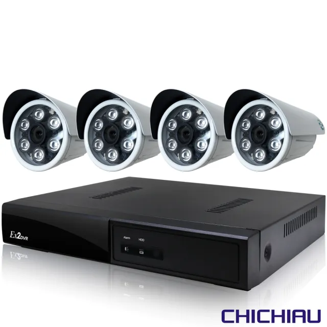 【CHICHIAU】4路4聲五合一 5MP 台灣製造數位高清遠端監控套組-含高清1080P SONY 200萬監視器攝影機x4