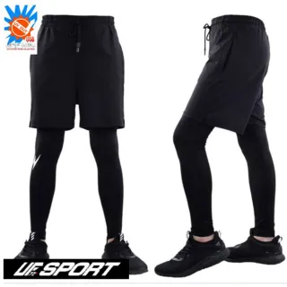 【UF72+】UF-1862男士假兩件彈力緊身健身訓練褲(健身/速乾/彈力/訓練／壓縮褲戶外)