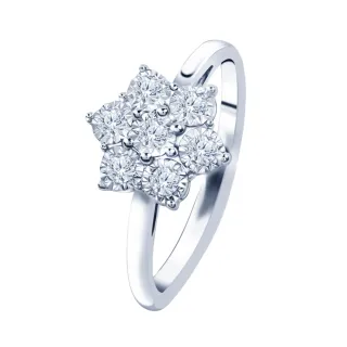 【King Star】18K金 天然鑽石戒指 愛的花束(車花放大款)