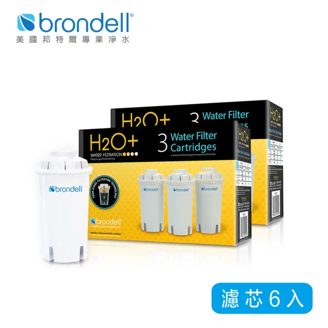 【Brondell】美國邦特爾 H2O+ 八周長效濾芯（6入）(專業製芯 層層精濾好水護家人)