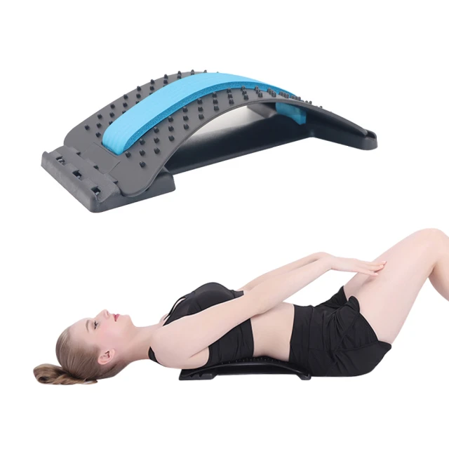 【原生良品】健康躺靠兩用背部按摩腰椎伸展器/矯正坐姿腰靠板(藍色)