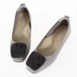【G.Ms.】MIT系列-牛皮金屬方釦方頭娃娃鞋(灰色/黑色)