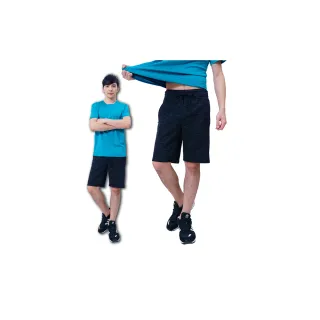 【戶外趣】男款機能運動彈力棉健身休閒雙色短褲(C1223 黑)