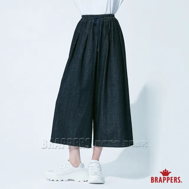 【BRAPPERS】女款 Boy friend系列-鬆緊帶打摺寬褲(藍)