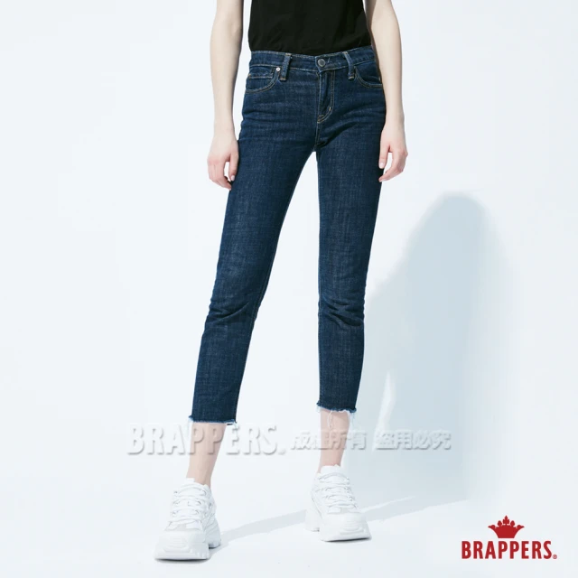 【BRAPPERS】女款 新美腳Royal系列-中低腰褲口不收邊九分褲(藍)
