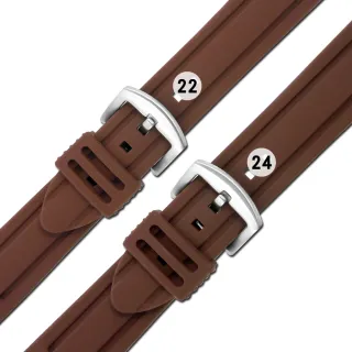 【Watchband】22.24 mm / 各品牌通用 舒適耐用 輕便 運動型 加厚矽膠錶帶(咖啡)