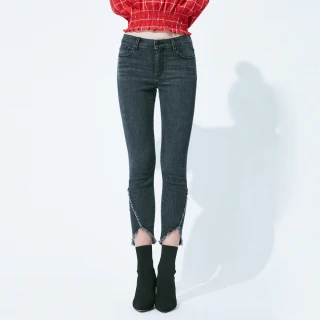 【BRAPPERS】女款 新美腳Royal系列-中低腰彈性褲口造型九分褲(黑灰)