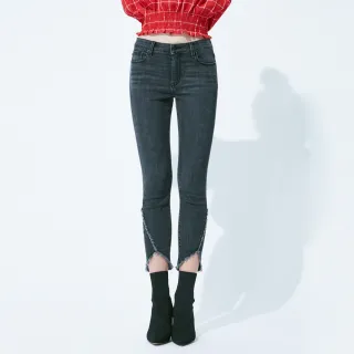 【BRAPPERS】女款 新美腳Royal系列-中低腰彈性褲口造型九分褲(黑灰)