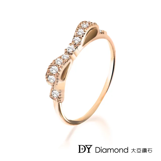 【DY Diamond 大亞鑽石】L.Y.A輕珠寶 18K玫瑰金 蝴蝶結 鑽石線戒