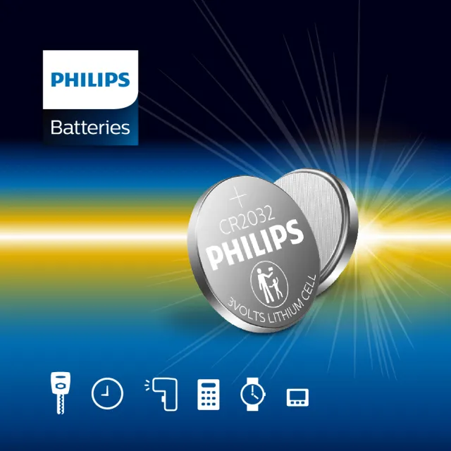 【Philips 飛利浦】鈕扣型鋰電池CR2032*5入