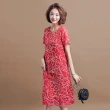 【KVOLL】現貨-玩美衣櫃韓版寬鬆印花洋裝XL-5XL(共二色)
