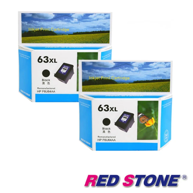 【RED STONE 紅石】HP NO.63XL高容量環保墨水匣組(2黑/F6U64AA)