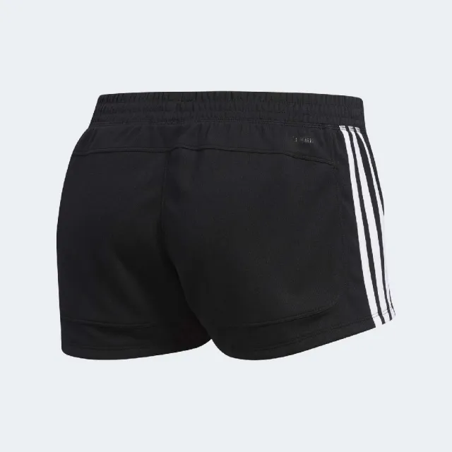 【adidas 愛迪達】短褲 Pacer 3-Stripes Knit 女款 愛迪達 路跑 健身 重訓 三線 棉質 黑 白(DU3502)