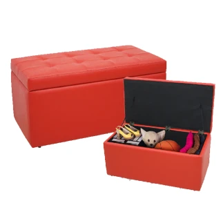 【CLORIS】現代時尚收納沙發椅凳-紅色(加厚皮革)