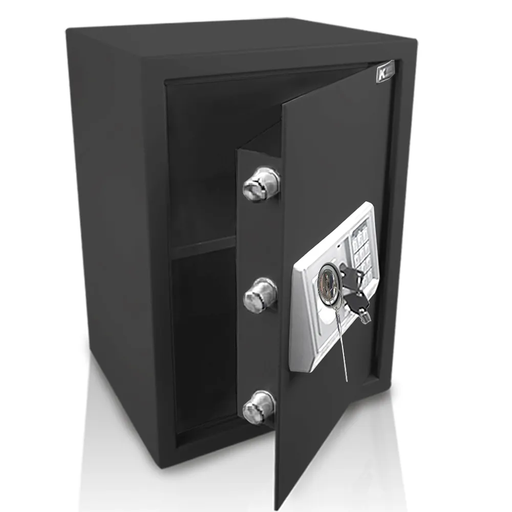 【守護者保險箱】雙鑰匙 保險箱 保險櫃 雙層 大空間(電子密碼保險箱 家用電子保險箱 50EAK-黑)