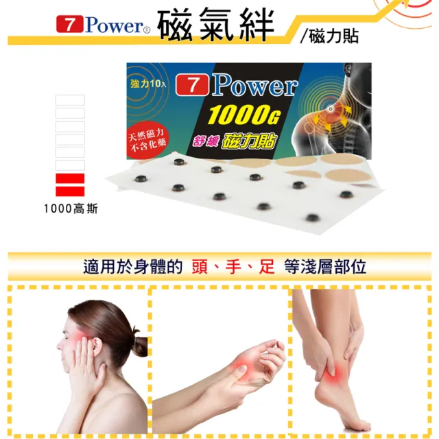 【7Power】MIT舒緩磁力貼1000G X 3包超值組(10枚/包)