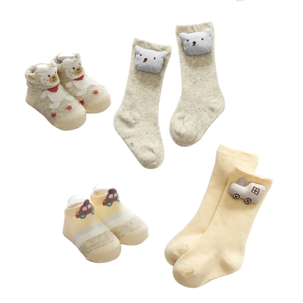 【Kidself】春夏新品新生兒寶寶全棉Q版點膠防滑襪 --6入裝(寶寶襪)