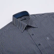 【ROBERTA 諾貝達】台灣製 進口素材 合身版 休閒百搭 純棉都會條紋短袖襯衫(藍黑)